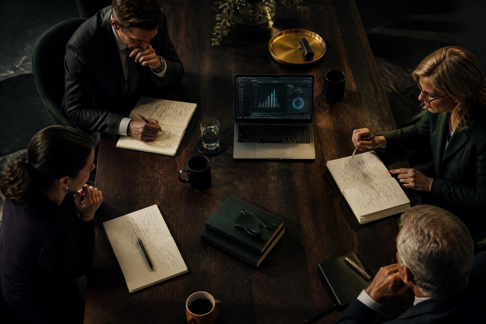 Executive team planning a corporate communications strategy