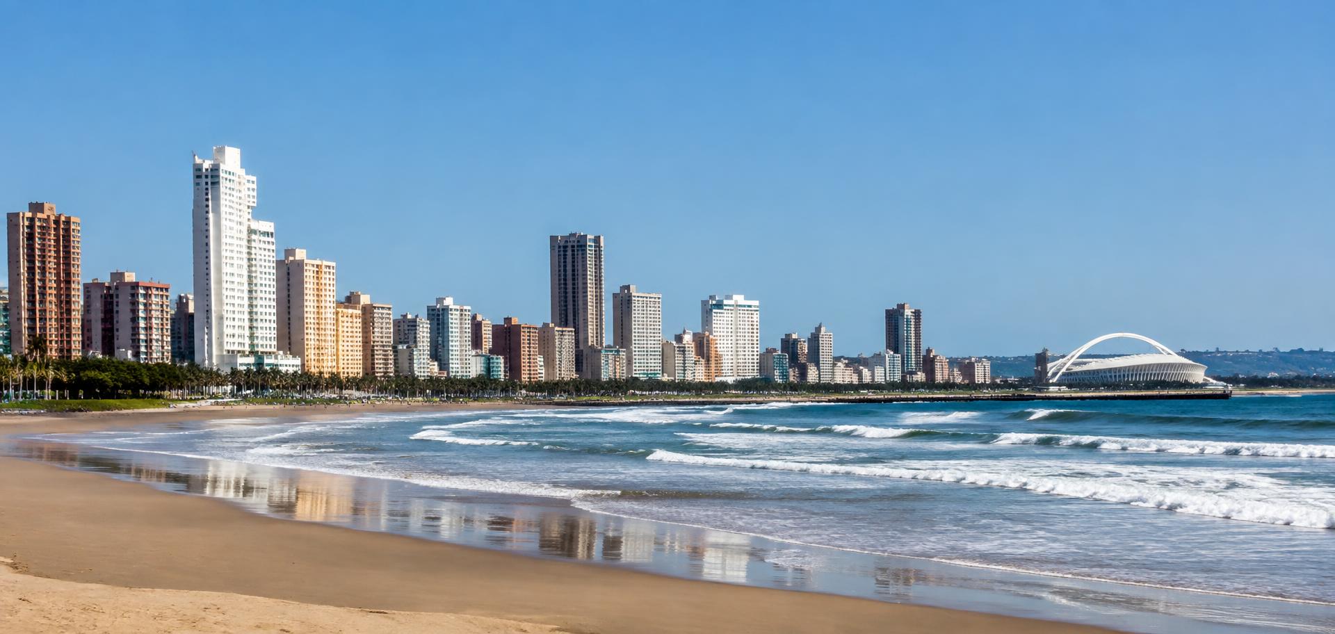 Durban beachfront skyline on a sunny morning
